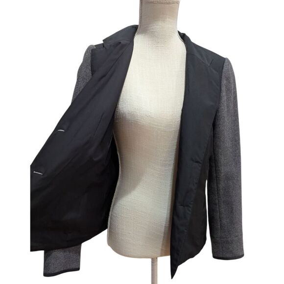 Lafayette 148 New York Mixed Media Jacket Nylon w/ Wool Two Tone Black and Grey - Picture 5 of 8